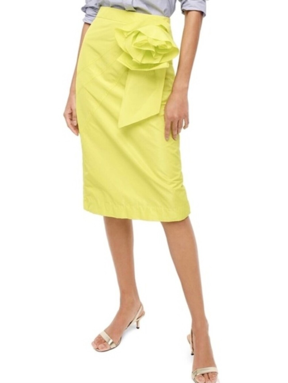 J.Crew Taffeta Rosette Pencil Skirt Lime Size 2